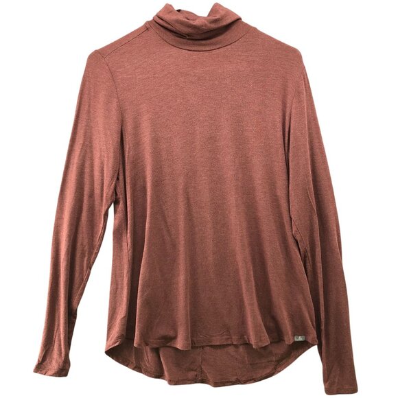 Prana Foundation Turtleneck Long Sleeve T Shirt Womens S Brown Lightweight - Picture 1 of 8